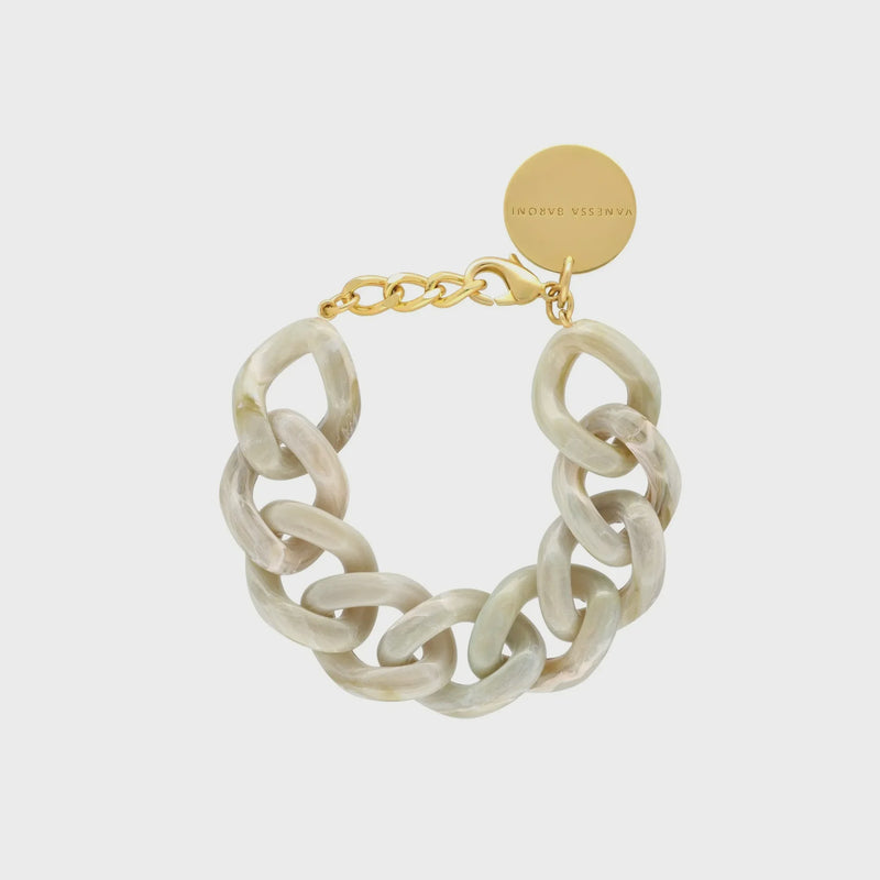 Vanessa Baroni Flat Chain Bracelet - Snow Green Marble