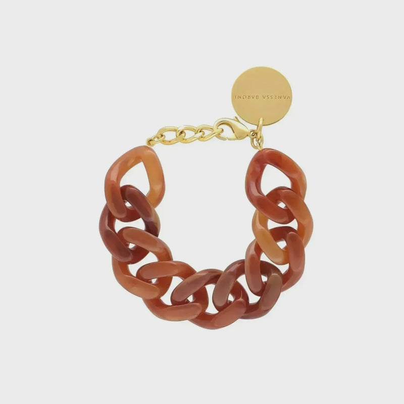 Vanessa Baroni Flat Chain Bracelet -  Cognac Marble