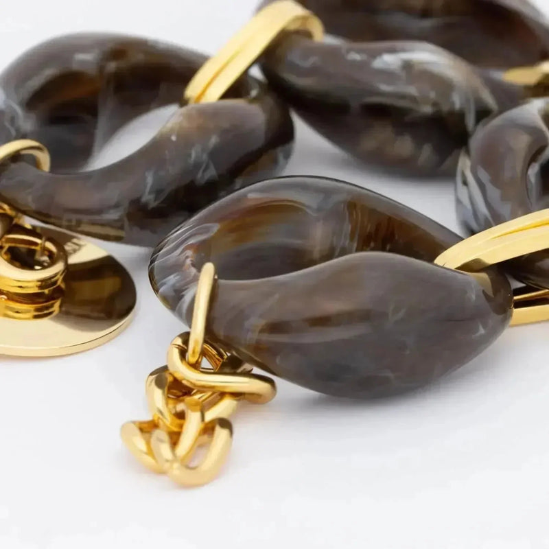 Vanessa Baroni Turtle Necklace Short -  Dark Brown Marble