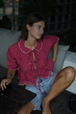 Seventy + Mochi Ana Tie Blouse - Vintage Red