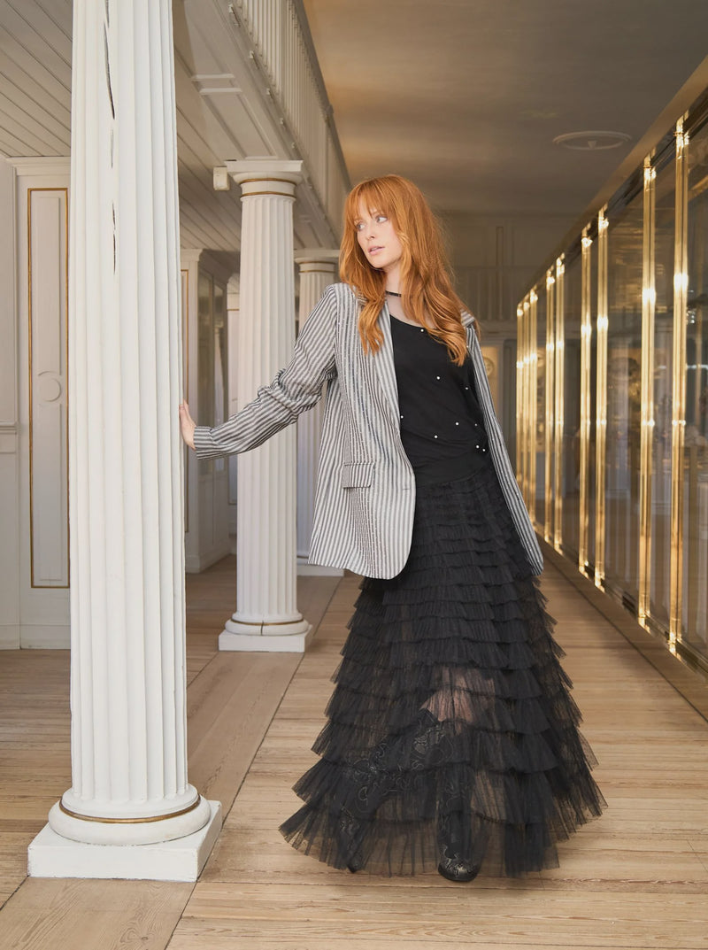 Black Colour Angelina Mesh Skirt - Black