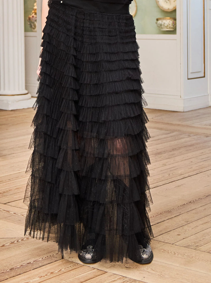 Black Colour Angelina Mesh Skirt - Black