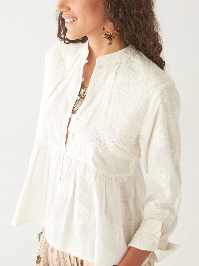 Maison Hotel Ariana Blouse - Mosaique Ivory