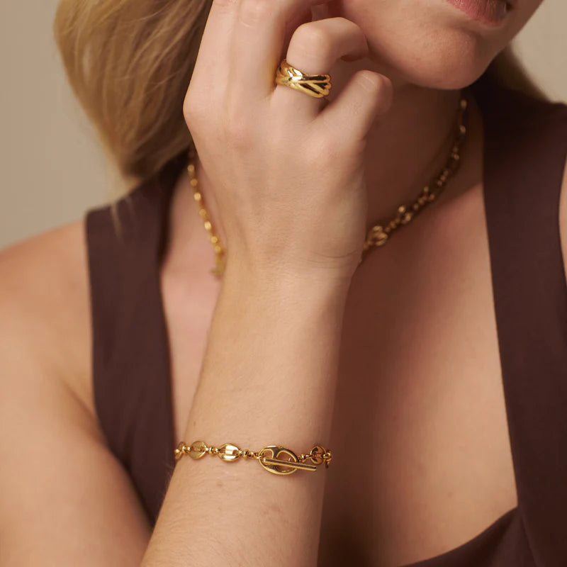 Orelia Mariner Chain T-Bar Bracelet - Gold