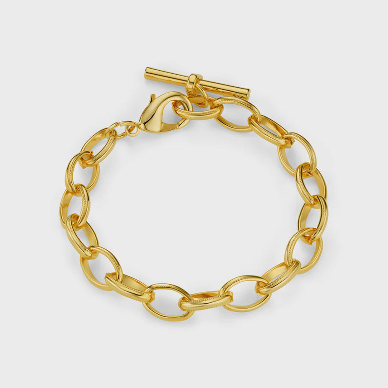 Orelia Oval Link T-Bar Drop Bracelet - Gold