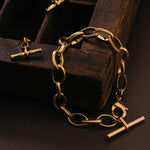 Orelia Oval Link T-Bar Drop Bracelet - Gold