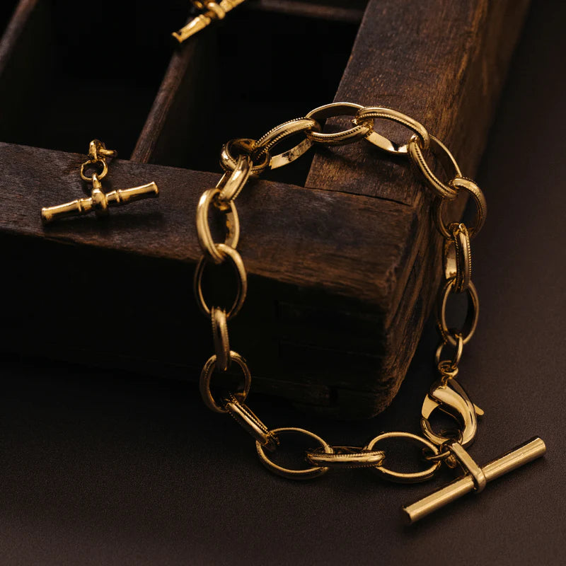 Orelia Oval Link T-Bar Drop Bracelet - Gold