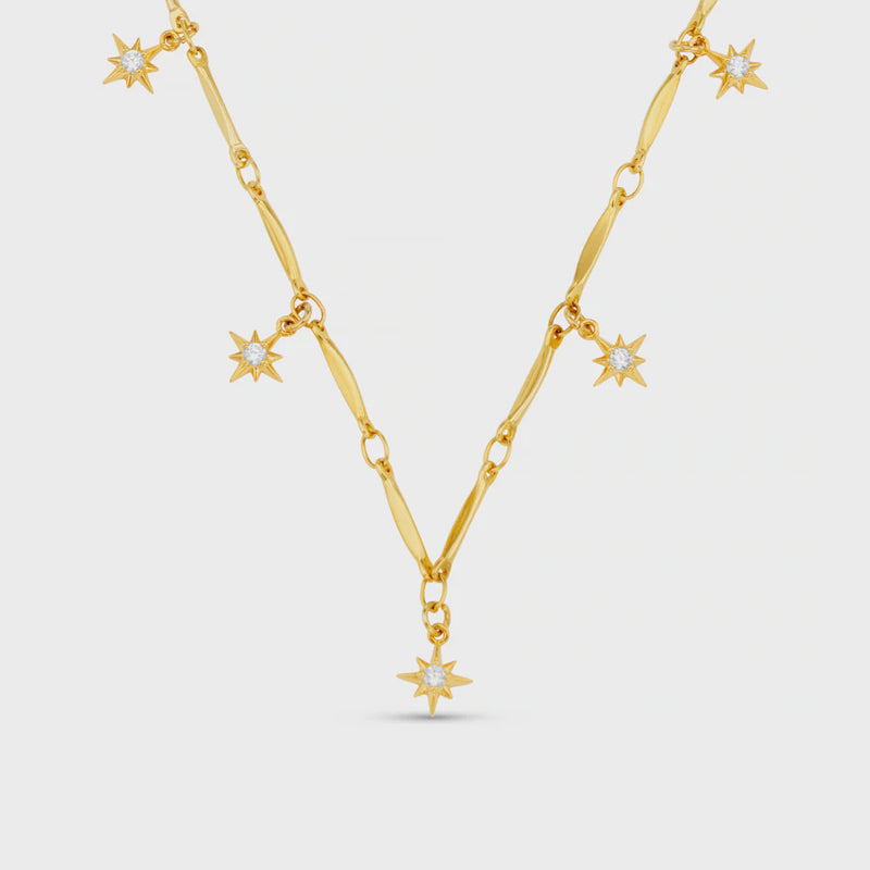 Orelia Crystal Starburts Multi Charm Drop Necklace - Gold Plated