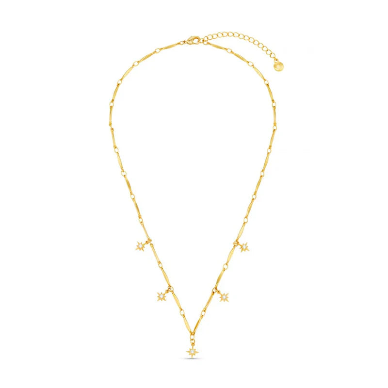 Orelia Crystal Starburts Multi Charm Drop Necklace - Gold Plated