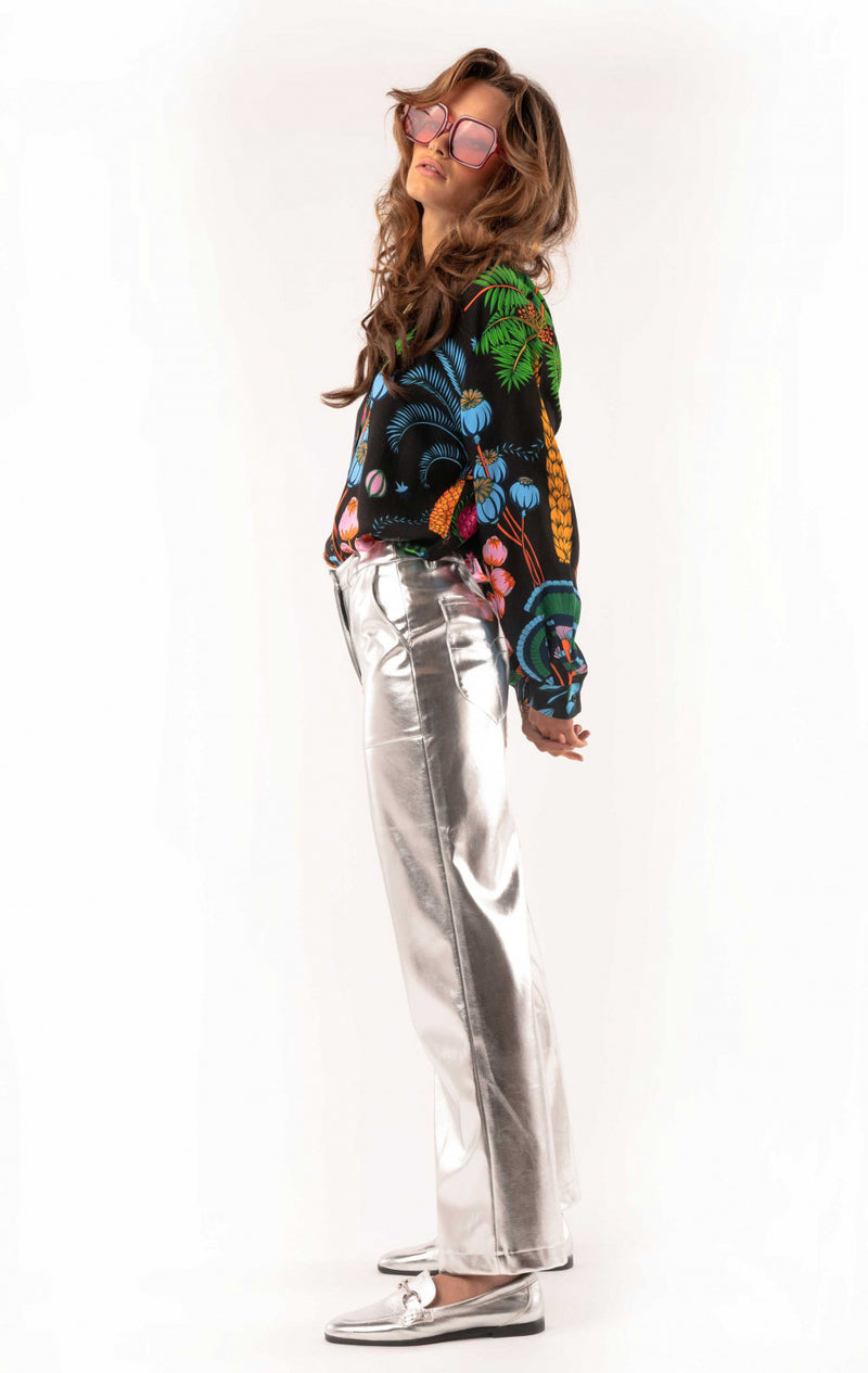 Wild Disco Metallic Trousers - Silver