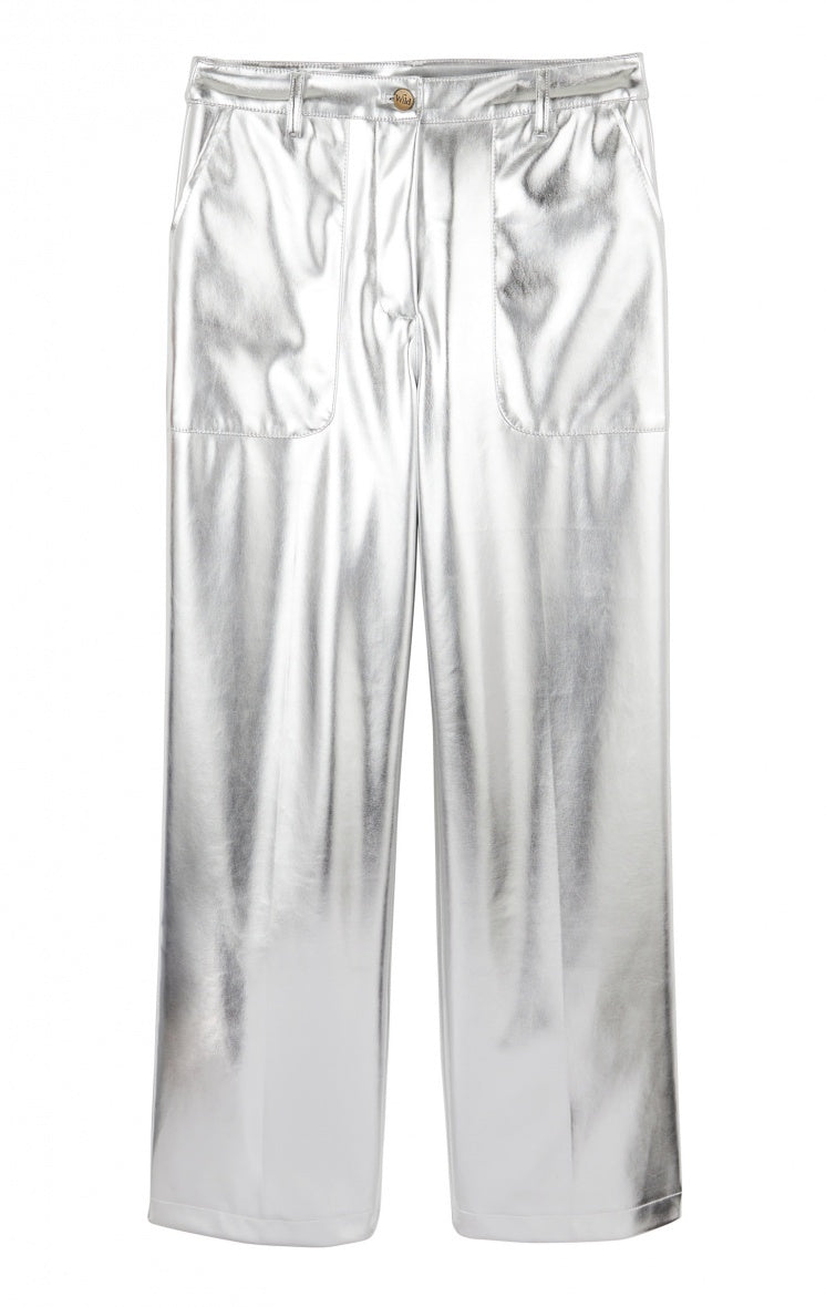 Wild Disco Metallic Trousers - Silver