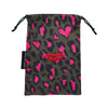 Donna May London Open Flat Drawstring Makeup Bag -  Khaki & Pink Animal