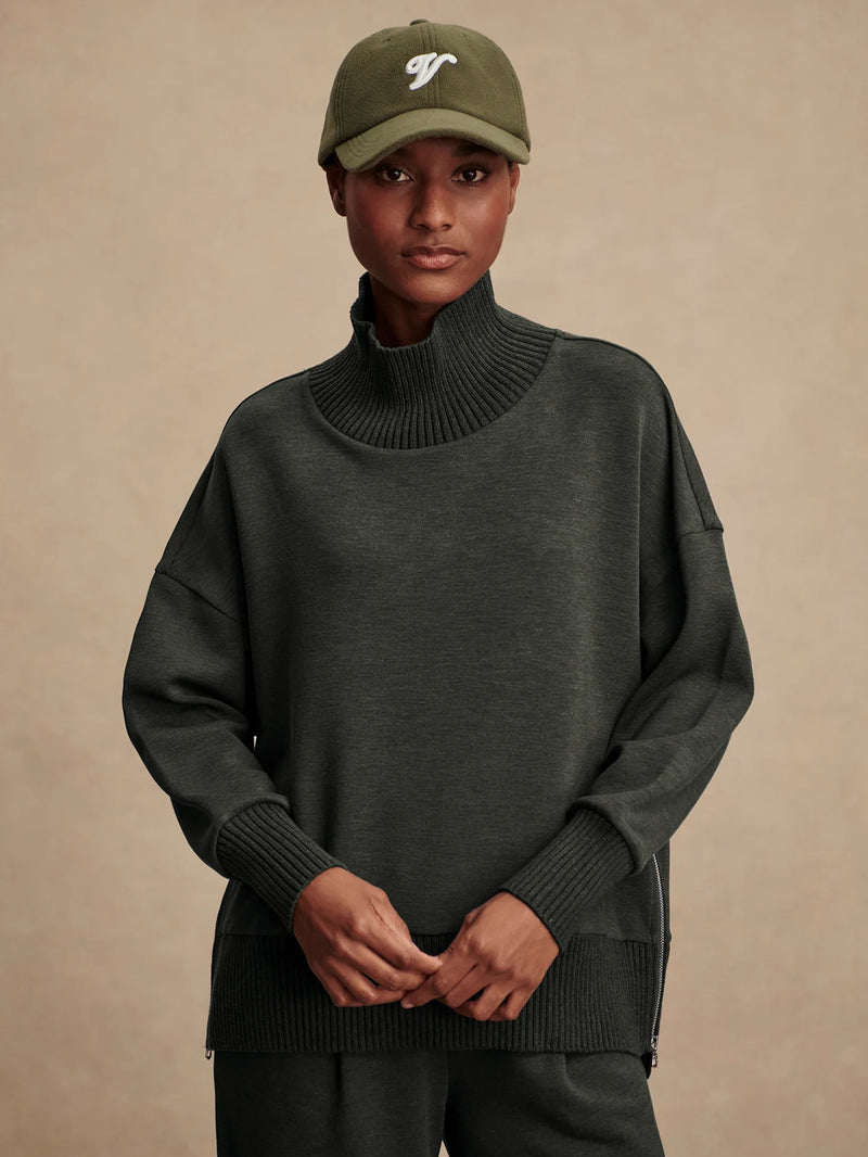 Varley Barker High Neck Sweat - Olive Marl