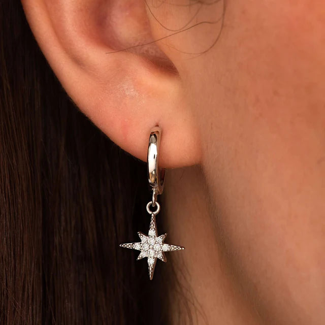 Scream Pretty Starburst Hoop Earrings -  Sterling Silver