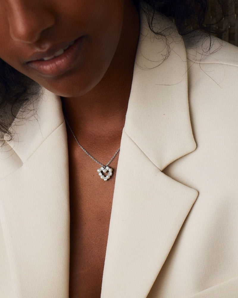 Edblad Affinity Pearl Heart Necklace - Steel