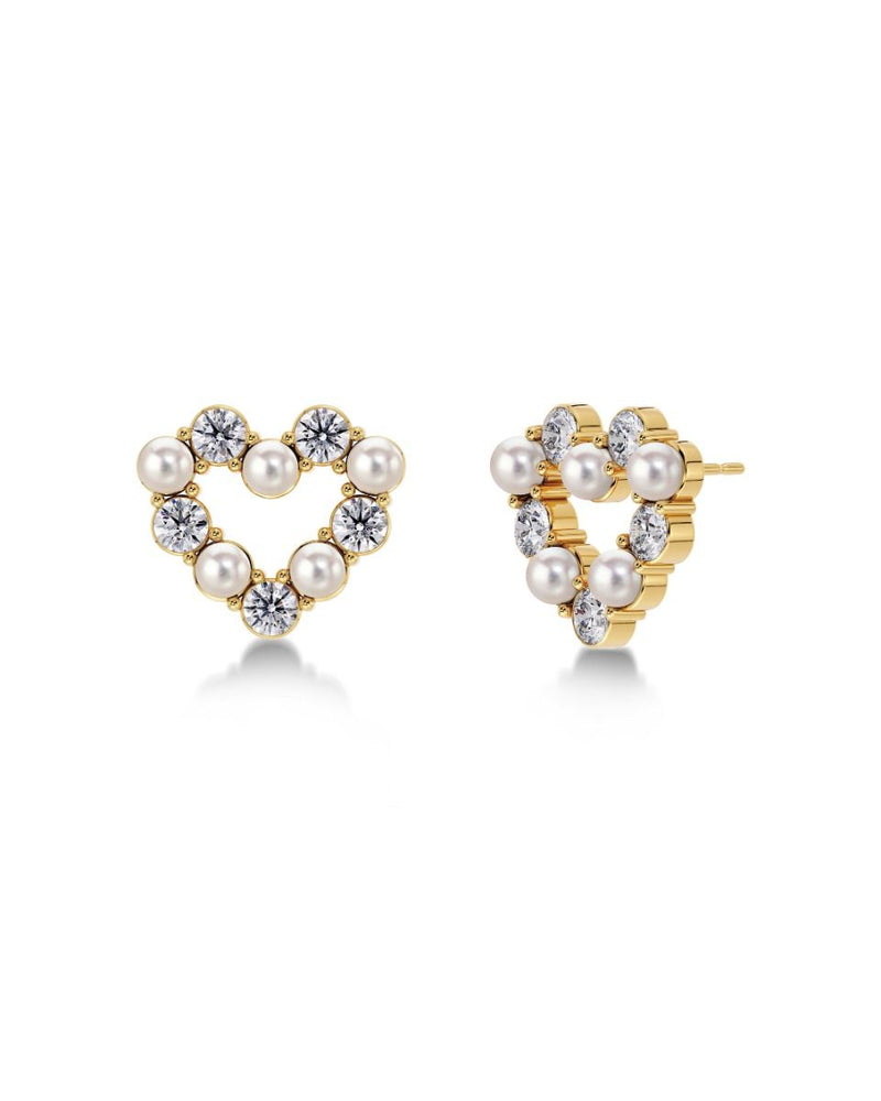 Edblad Affinity Pearl Heart Stud Earrings  - Gold
