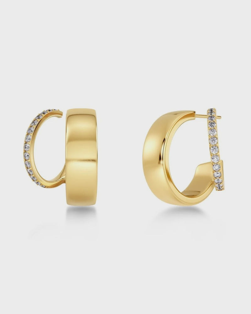Edblad Plie Hoops Double Gold Earrings - Gold