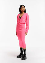 Essentiel Antwerp Essai Ribbed Knitted Cardigan - Neon Pink
