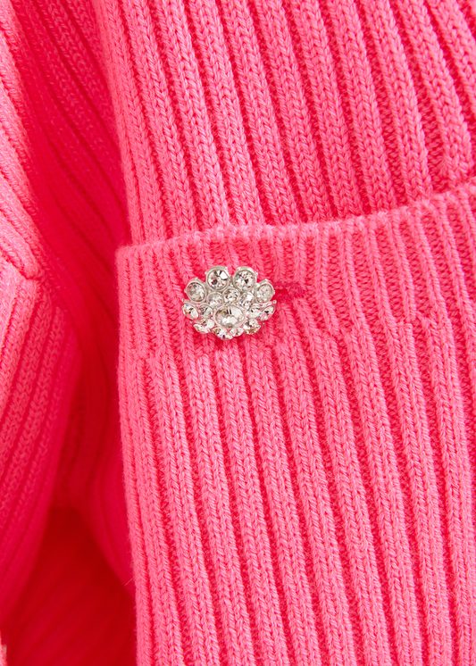 Essentiel Antwerp Essai Ribbed Knitted Cardigan - Neon Pink