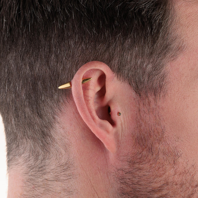 Scream Pretty Black Stone Single Flat Back Earring - Gold