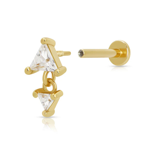 Scream Pretty Diamond Drop Single Flat Back Earring - Gold