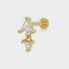 Scream Pretty Diamond Drop Single Flat Back Earring - Gold