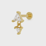 Scream Pretty Diamond Drop Single Flat Back Earring - Gold