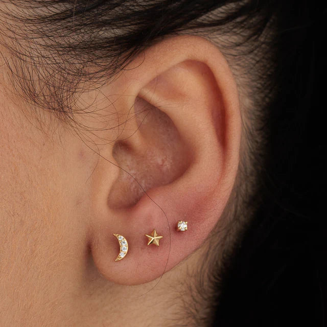 Scream Pretty Faceted Star Single Flat Back Earring - Gold