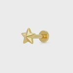 Scream Pretty Faceted Star Single Flat Back Earring - Gold