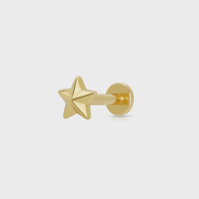 Scream Pretty Faceted Star Single Flat Back Earring - Gold