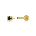 Scream Pretty Black Stone Single Flat Back Earring - Gold