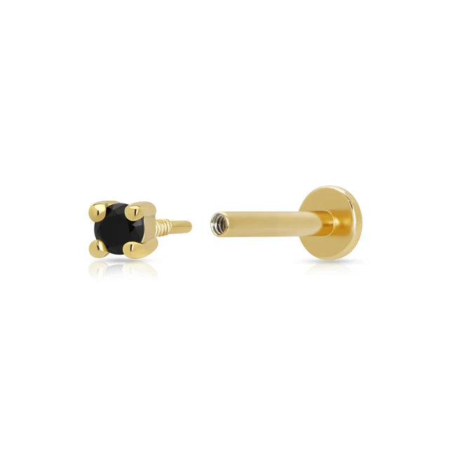 Scream Pretty Black Stone Single Flat Back Earring - Gold