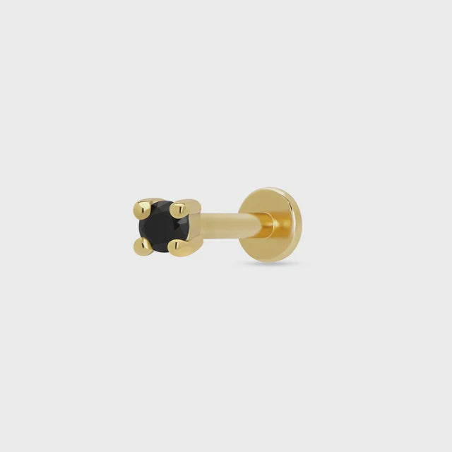 Scream Pretty Black Stone Single Flat Back Earring - Gold