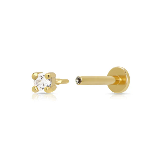Scream Pretty Clear Stone Single Flat Back Earring - Gold
