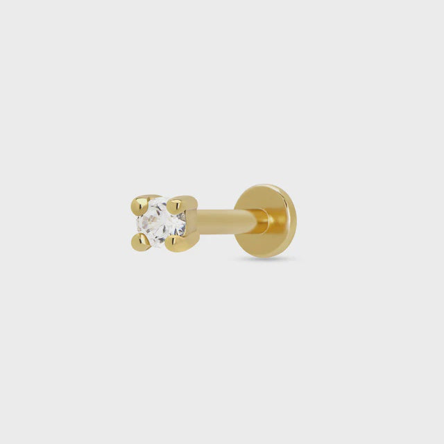 Scream Pretty Clear Stone Single Flat Back Earring - Gold