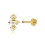 Scream Pretty Jessica Baguette Single Flat Back Earring - Gold