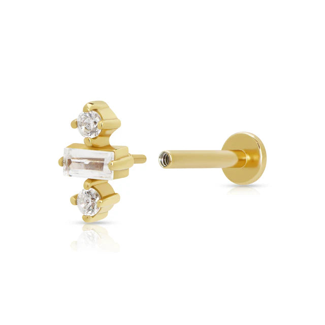 Scream Pretty Jessica Baguette Single Flat Back Earring - Gold