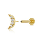 Scream Pretty Sparkling Moon Single Flat Back Earring - Gold