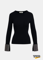 Essentiel Antwerp Gomi Pullover With Rhinestone-Embellished Cuffs - 25 Year Exclusive - Black