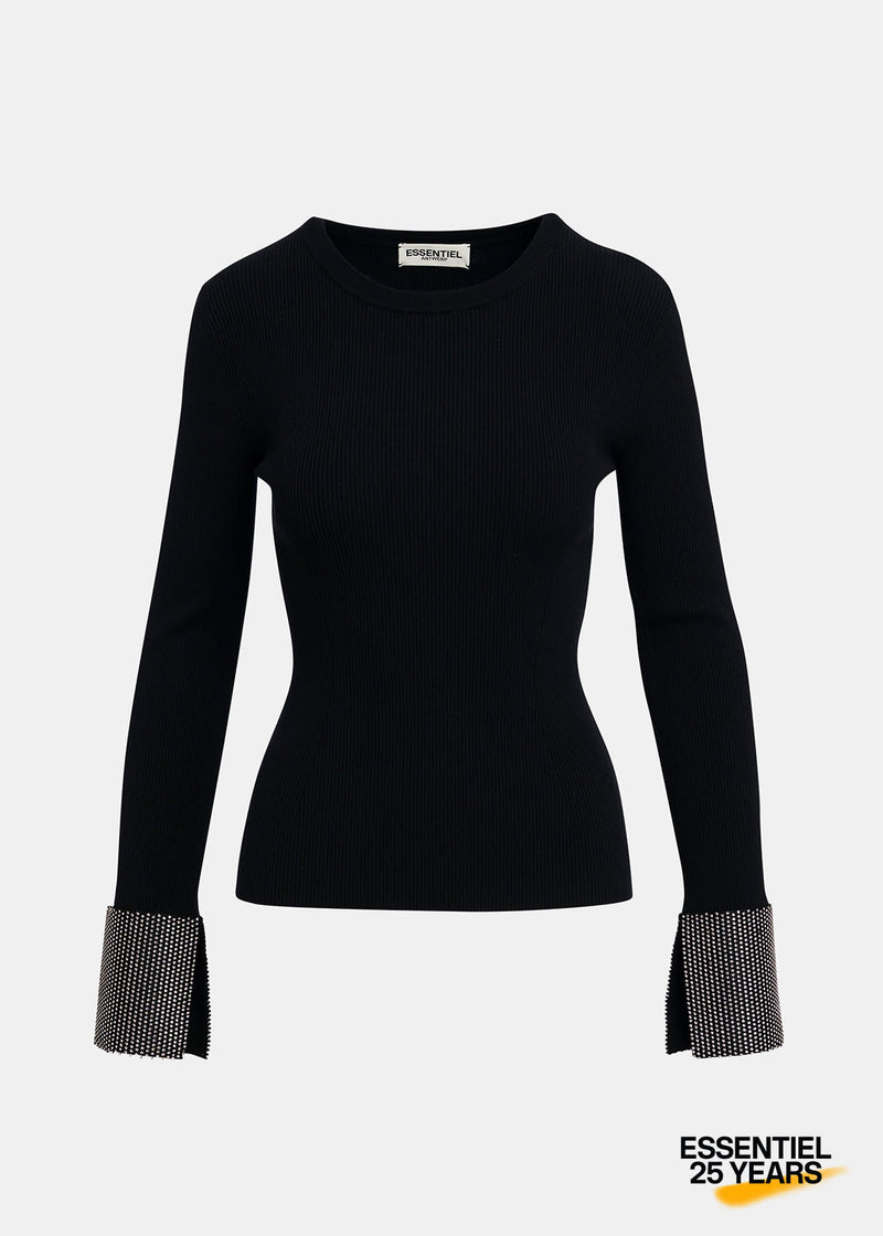 Essentiel Antwerp Gomi Pullover With Rhinestone-Embellished Cuffs - 25 Year Exclusive - Black