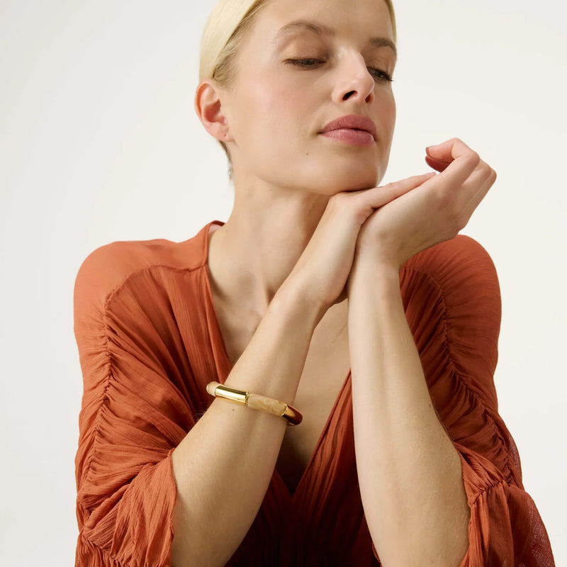 Vanessa Baroni Flex Bracelet Gold - Creme Brulee Marble