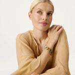 Vanessa Baroni Flat Chain Bracelet Bi-Color With Gold - Light Olive-Snow Green Marble