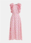 Essentiel Antwerp Hexico Floral Print Silk Midi Dress - Pink/Red/Off White
