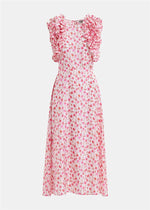 Essentiel Antwerp Hexico Floral Print Silk Midi Dress - Pink/Red/Off White