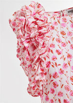 Essentiel Antwerp Hexico Floral Print Silk Midi Dress - Pink/Red/Off White