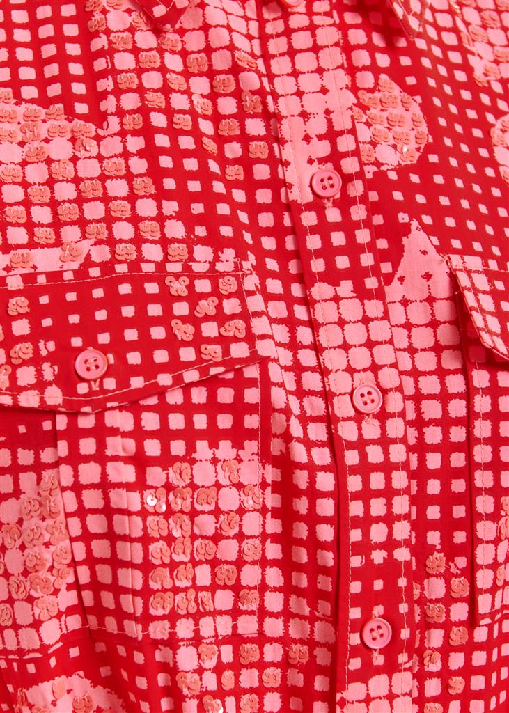 Essentiel Antwerp Hingy Embellished Midi Dress - Red/Coral