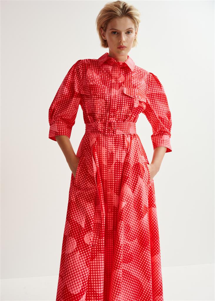 Essentiel Antwerp Hingy Embellished Midi Dress - Red/Coral