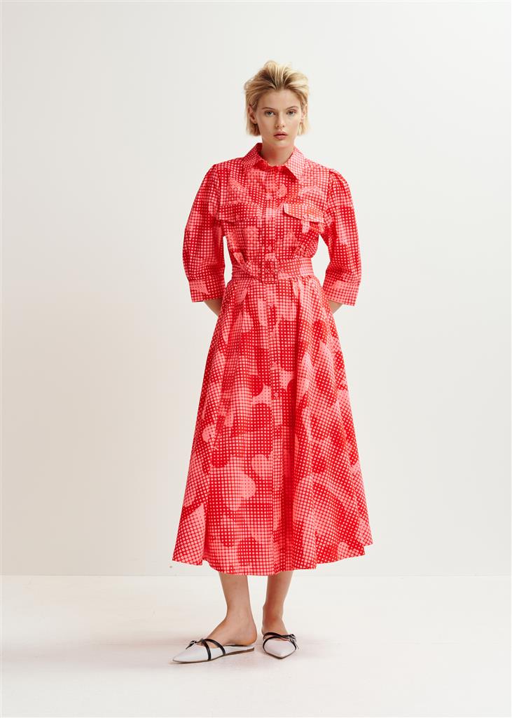 Essentiel Antwerp Hingy Embellished Midi Dress - Red/Coral