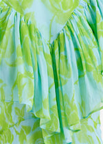 Essentiel Antwerp Honolulu Asymetrical Midi Dress - Lime Green/Blue