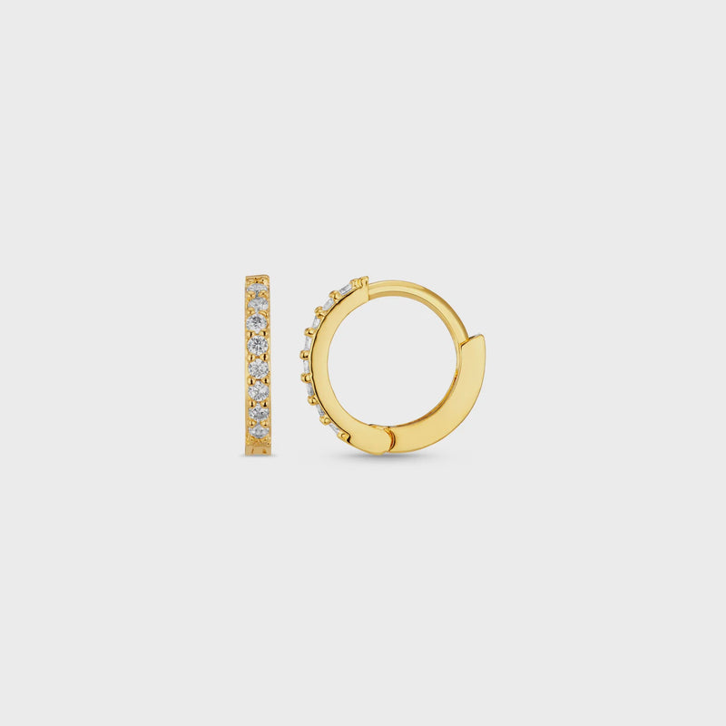 Orelia Pavé Huggie Hoop Earrings - Gold